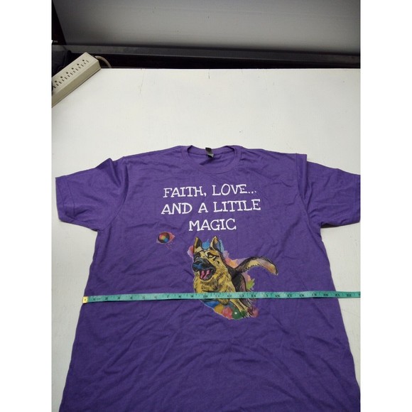 Next Level Apparel Large Purple Graphic Crew-Neck T-Shirt Faith Love and a littl - Picture 3 of 5